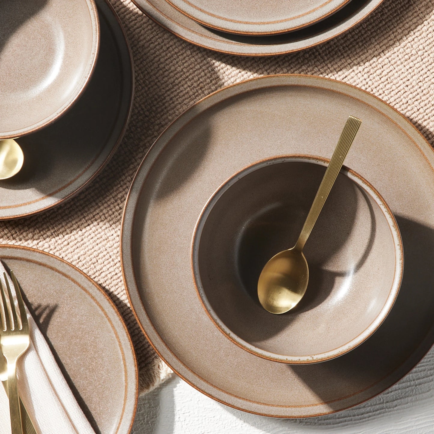Better Homes and Gardens Banks Brown 12-Piece Stoneware Dinnerware Set, Brown Plates and Bowls, Set for 4